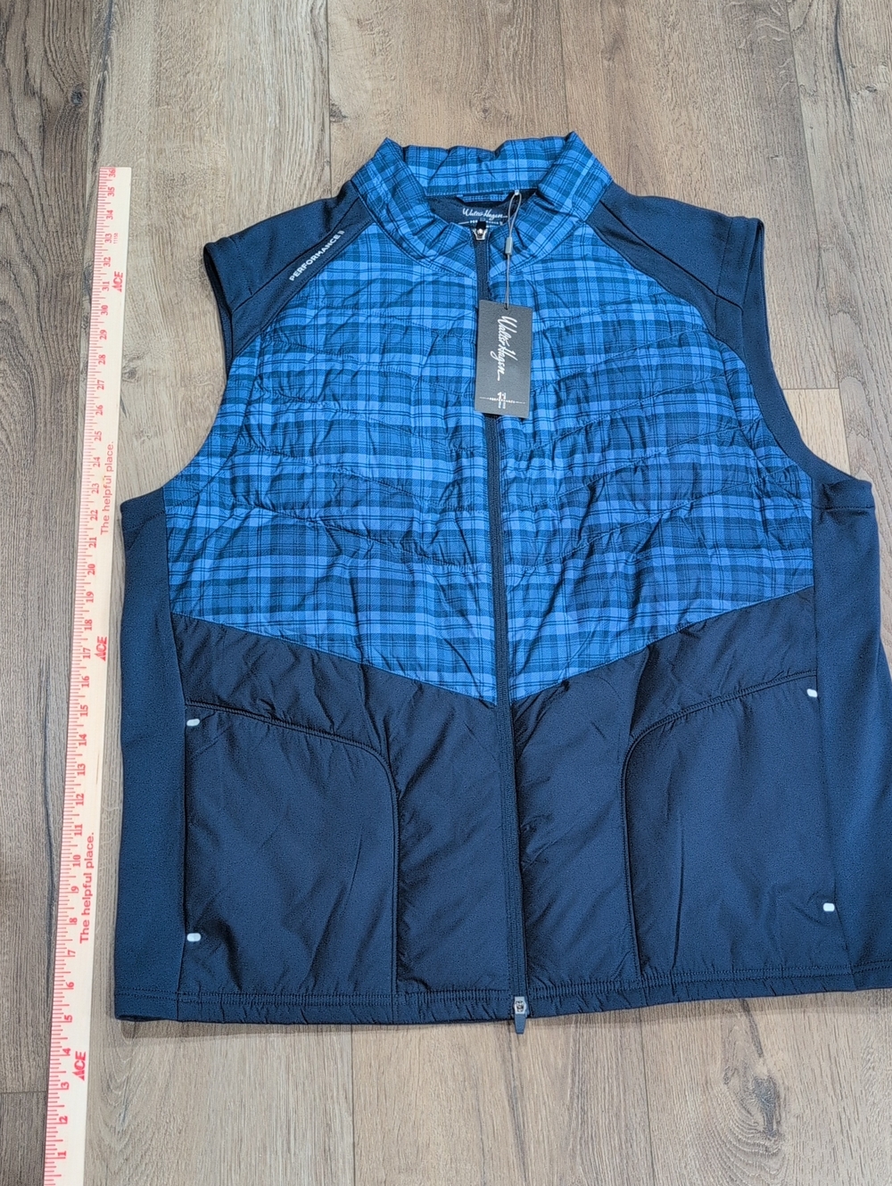 Walter Hagen Blue Plaid Quilted Golf Vest